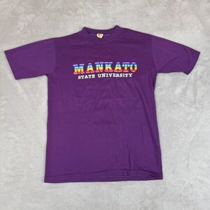 Vintage 70s Minnesota Mankato‎ State University USA Shirt Mens M Purple Preowned